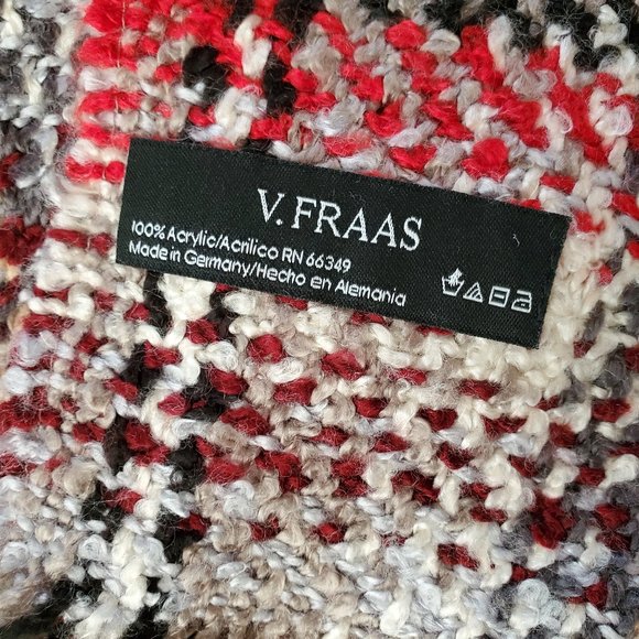 V Fraas Scarf Red Gray Taupe Soft Woven Plaid - Picture 3 of 9